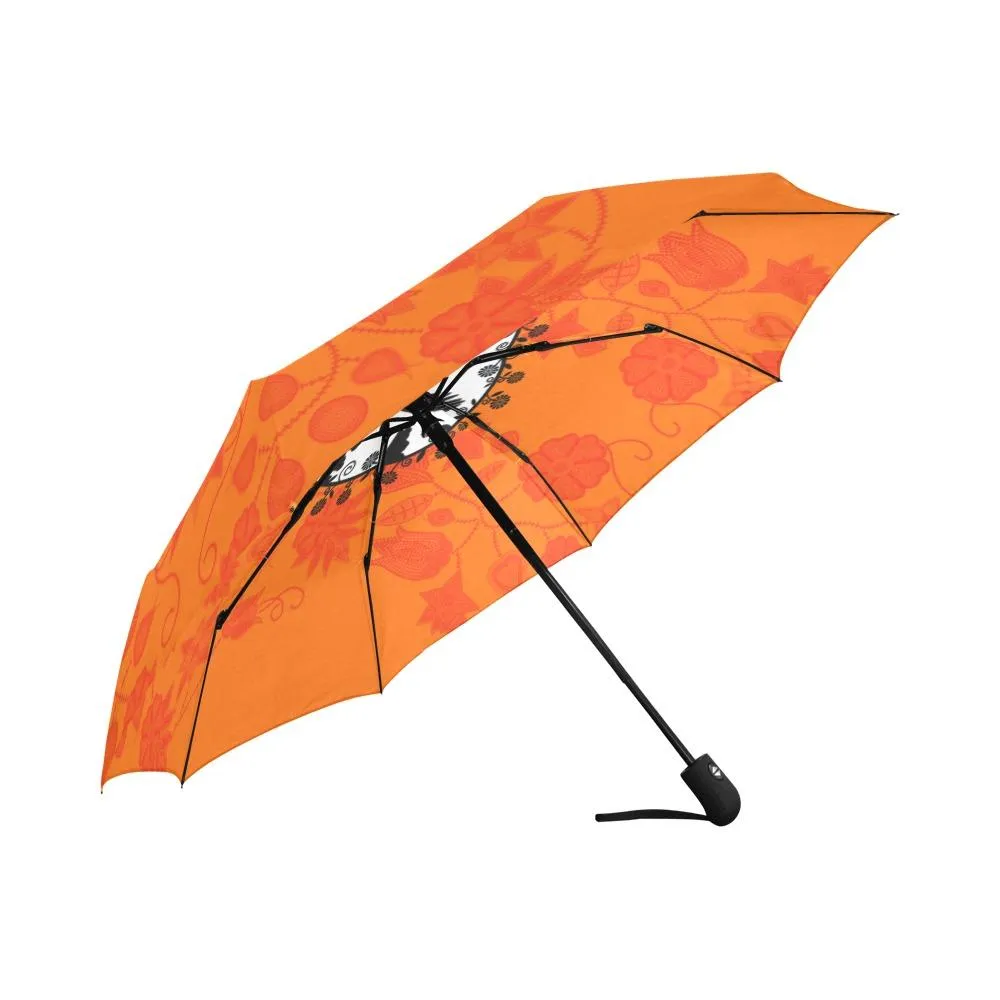 Floral Beadwork Real Orange Carrying Their Prayers Auto-Foldable Umbrella