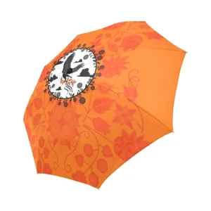 Floral Beadwork Real Orange Carrying Their Prayers Auto-Foldable Umbrella