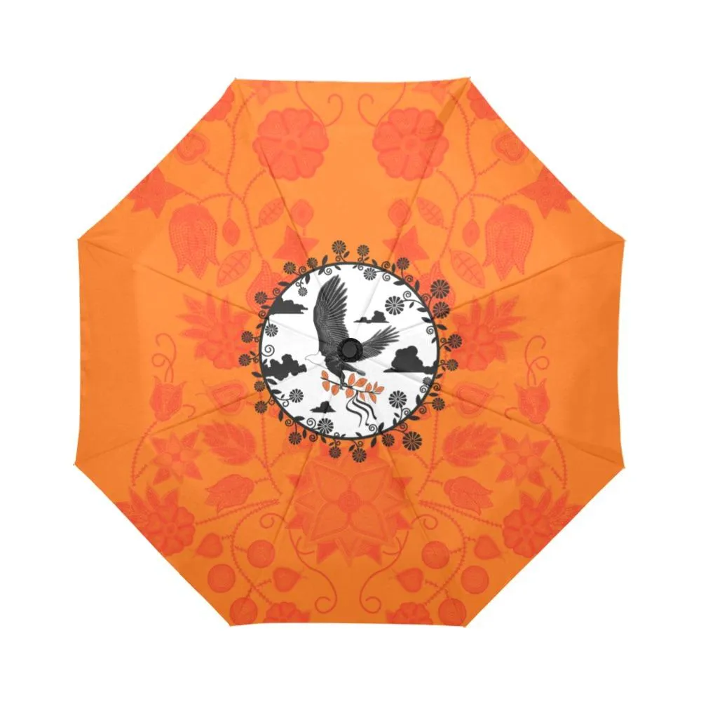 Floral Beadwork Real Orange Carrying Their Prayers Auto-Foldable Umbrella