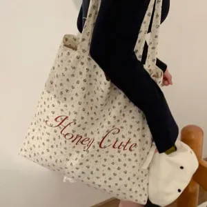 Floral Lettering Shopper Bag