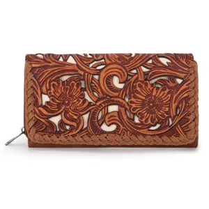 Floral Tooled Wallet - Brown