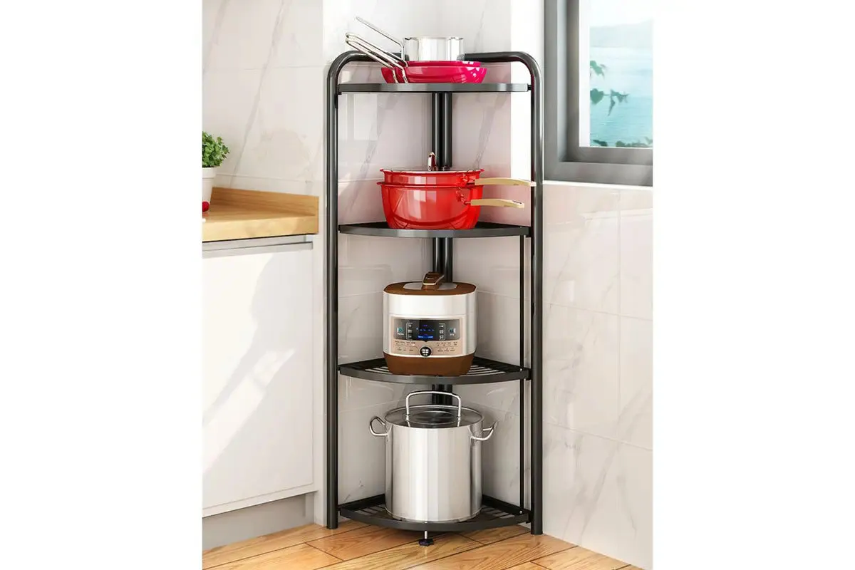 Foldable 4 Tier Steel Triangular Corner Shelving Unit