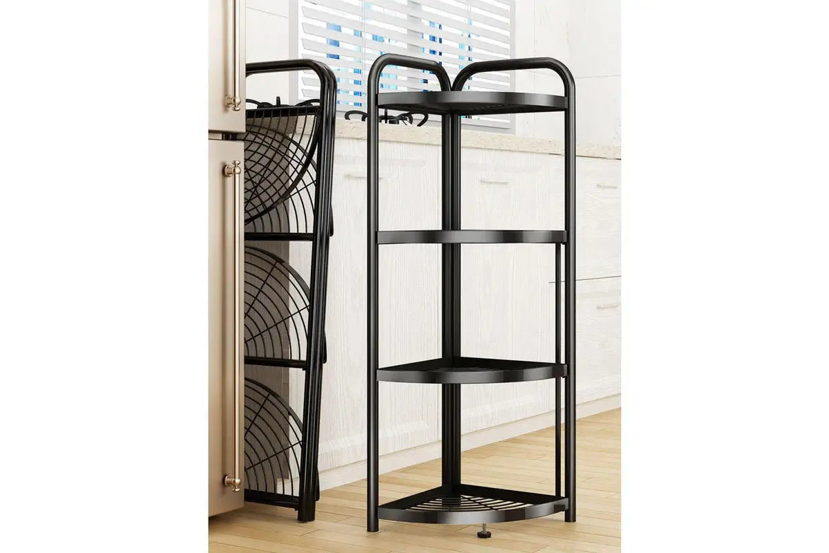 Foldable 4 Tier Steel Triangular Corner Shelving Unit