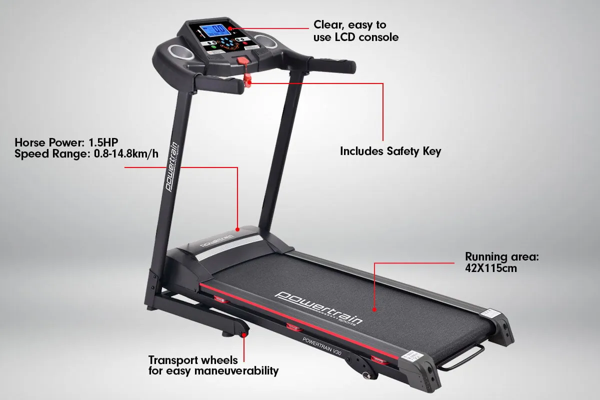 Foldable Treadmill 1.5hp Manual Incline 12 Programs - Powertrain