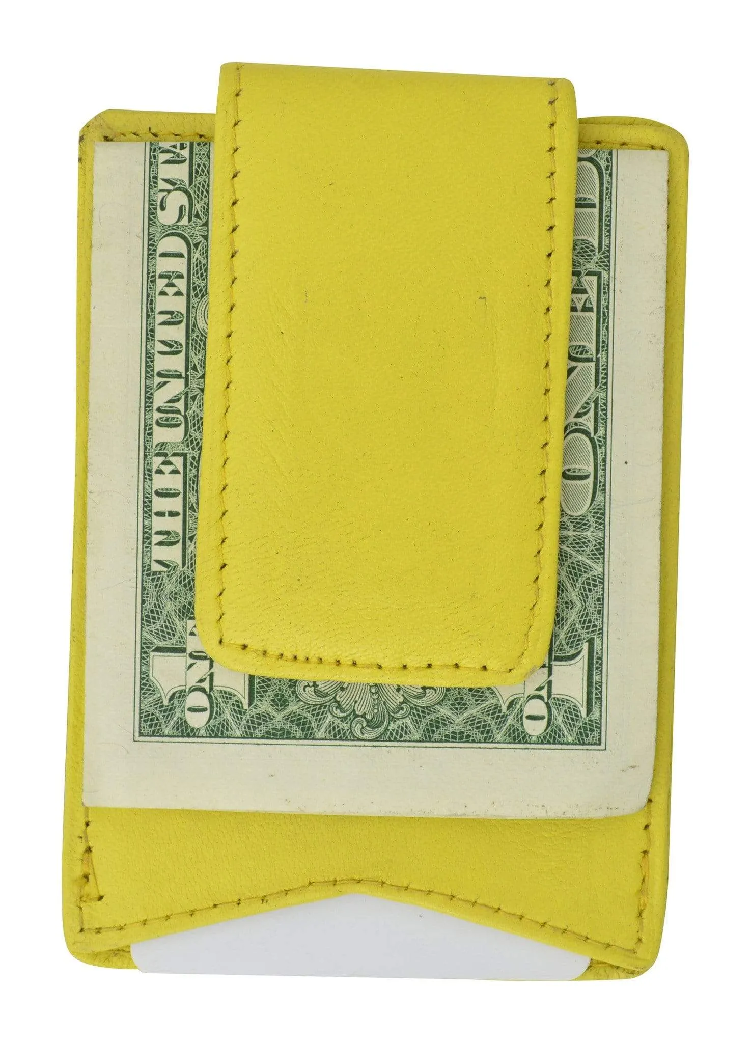 Genuine Leather Mens ID Card Holder Magnetic Money Clip