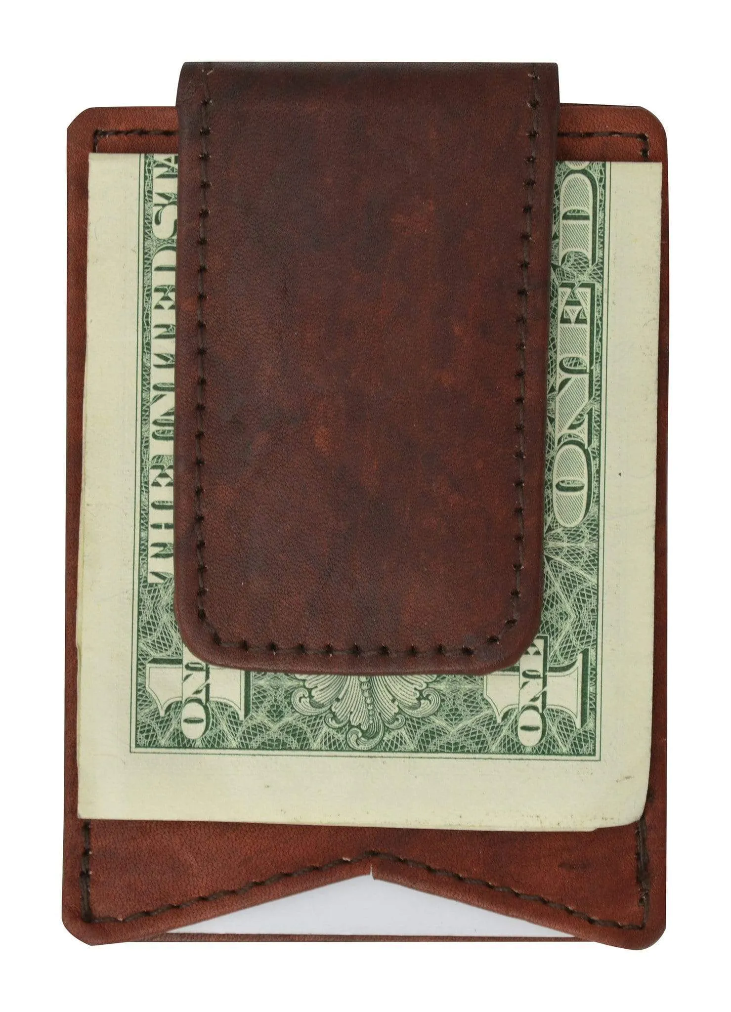 Genuine Leather Mens ID Card Holder Magnetic Money Clip