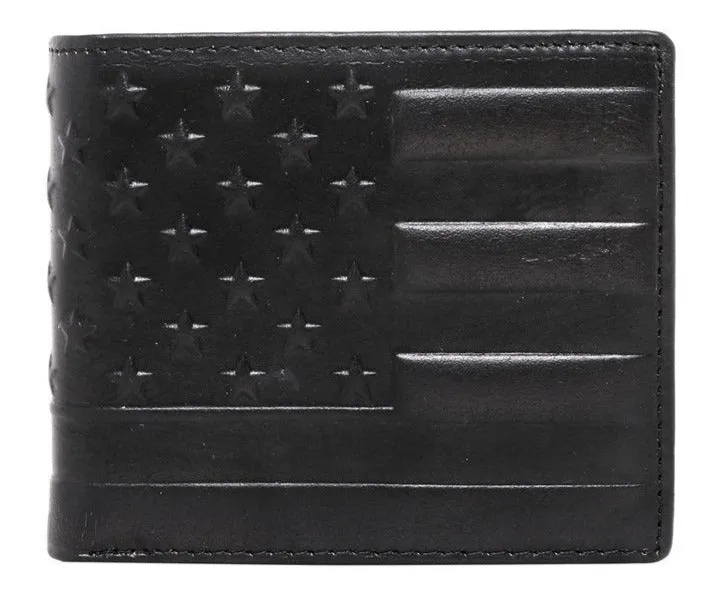 Genuine Leather US Flag Men's Bi-Fold Wallet - Choose From 2 Colors!