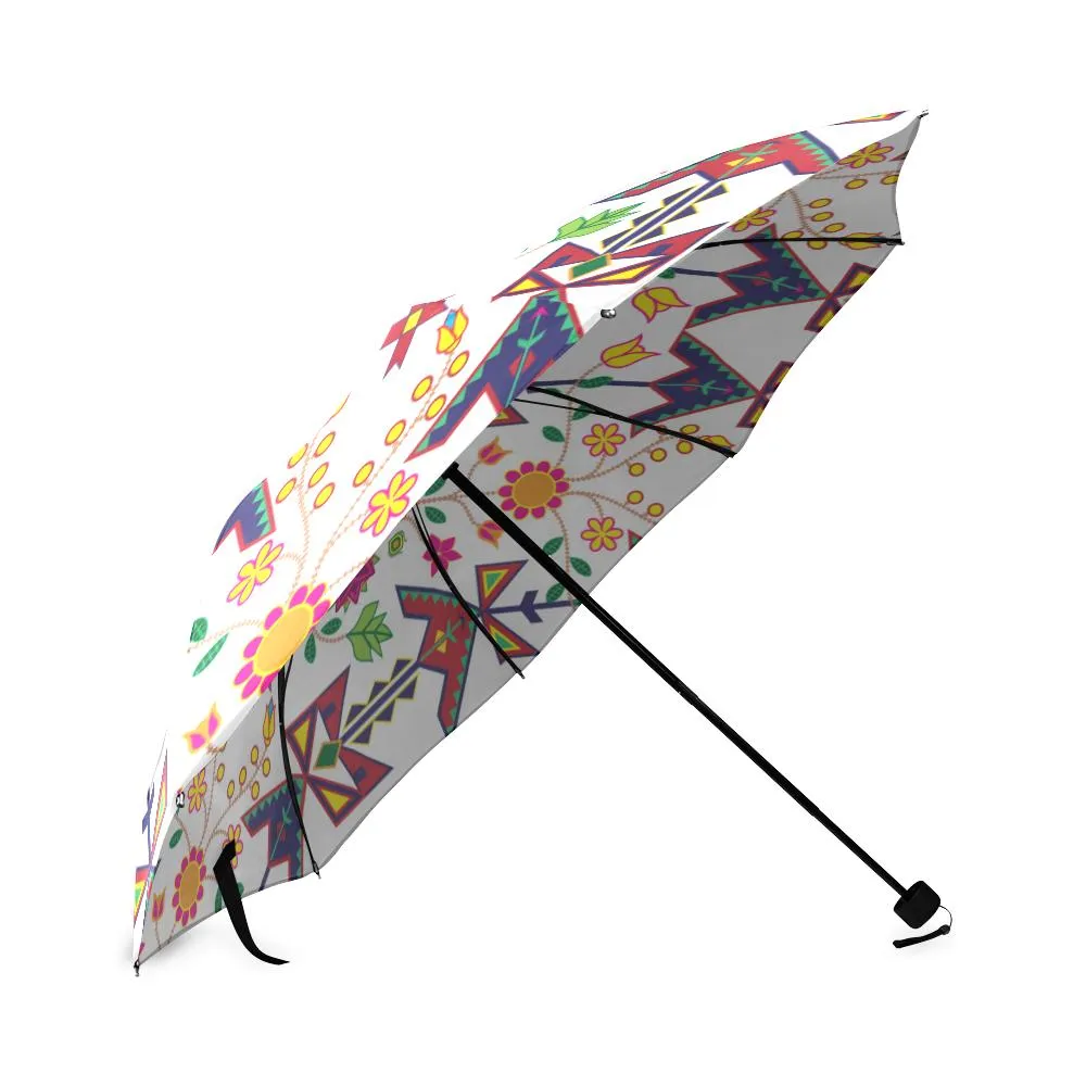 Geometric Floral Spring-White Foldable Umbrella