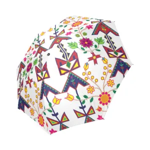 Geometric Floral Spring-White Foldable Umbrella