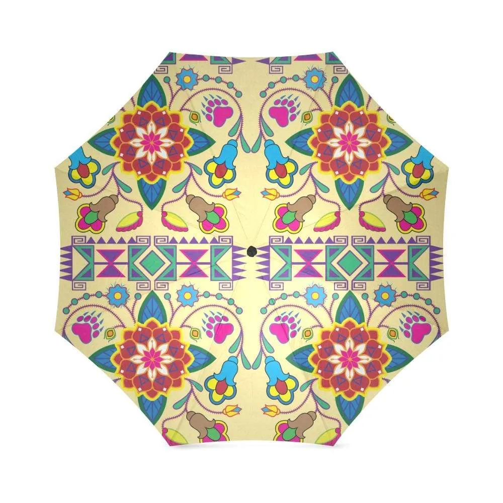 Geometric Floral Winter-Vanilla Foldable Umbrella