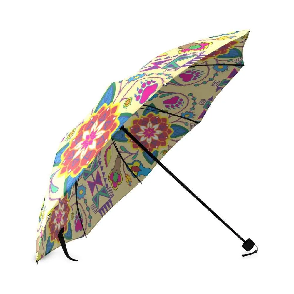 Geometric Floral Winter-Vanilla Foldable Umbrella