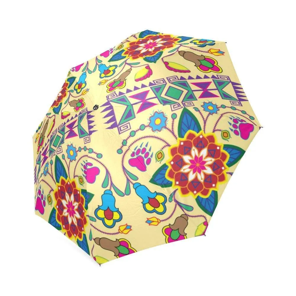 Geometric Floral Winter-Vanilla Foldable Umbrella