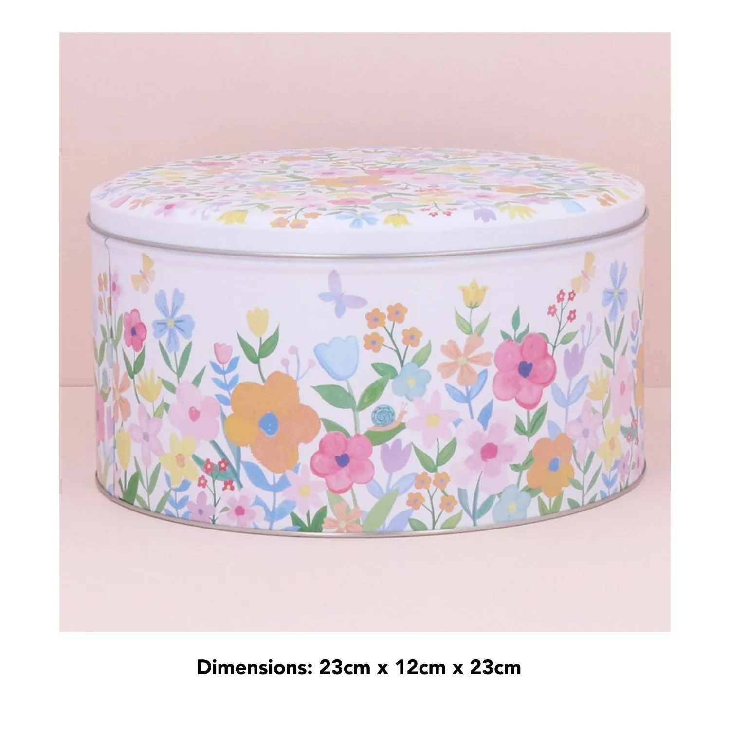 Gisela Graham 23cm Pastel Flowers Cake Tin