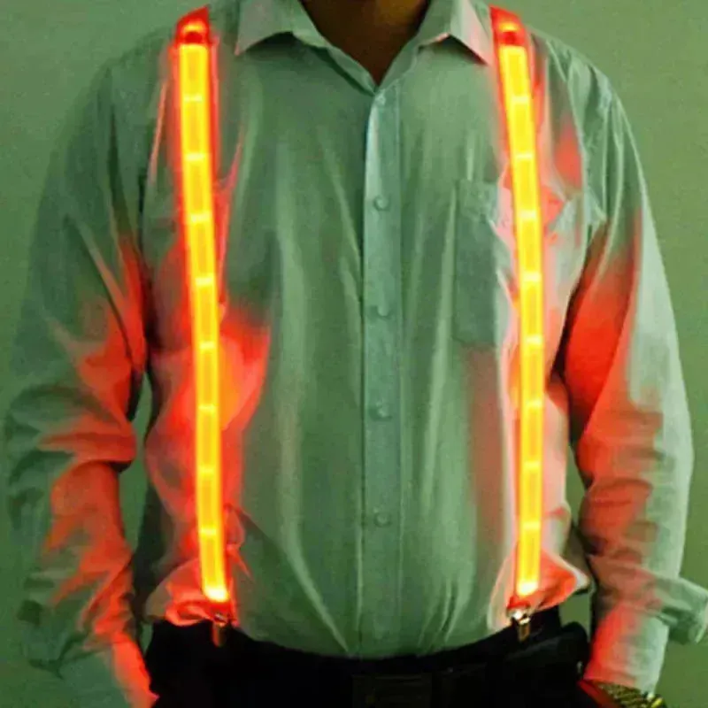 Glow Up Men's Bow Suspenders - Illuminate Your Style for Events and Festivals!