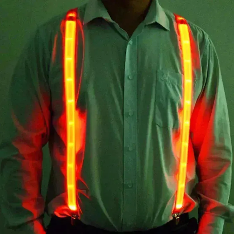 Glow Up Men's Bow Suspenders - Illuminate Your Style for Events and Festivals!