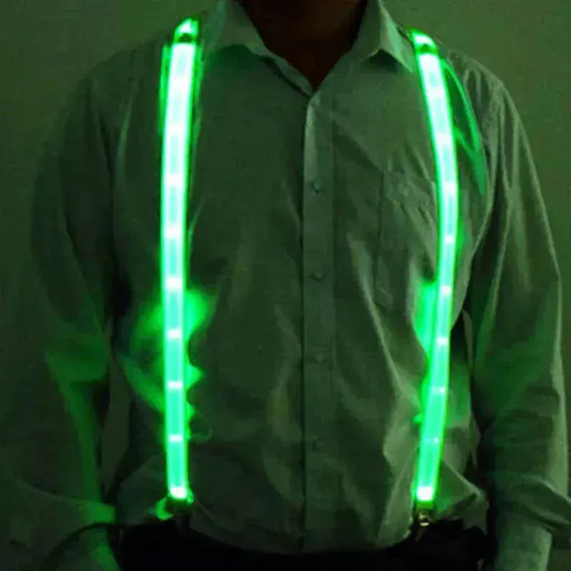 Glow Up Men's Bow Suspenders - Illuminate Your Style for Events and Festivals!