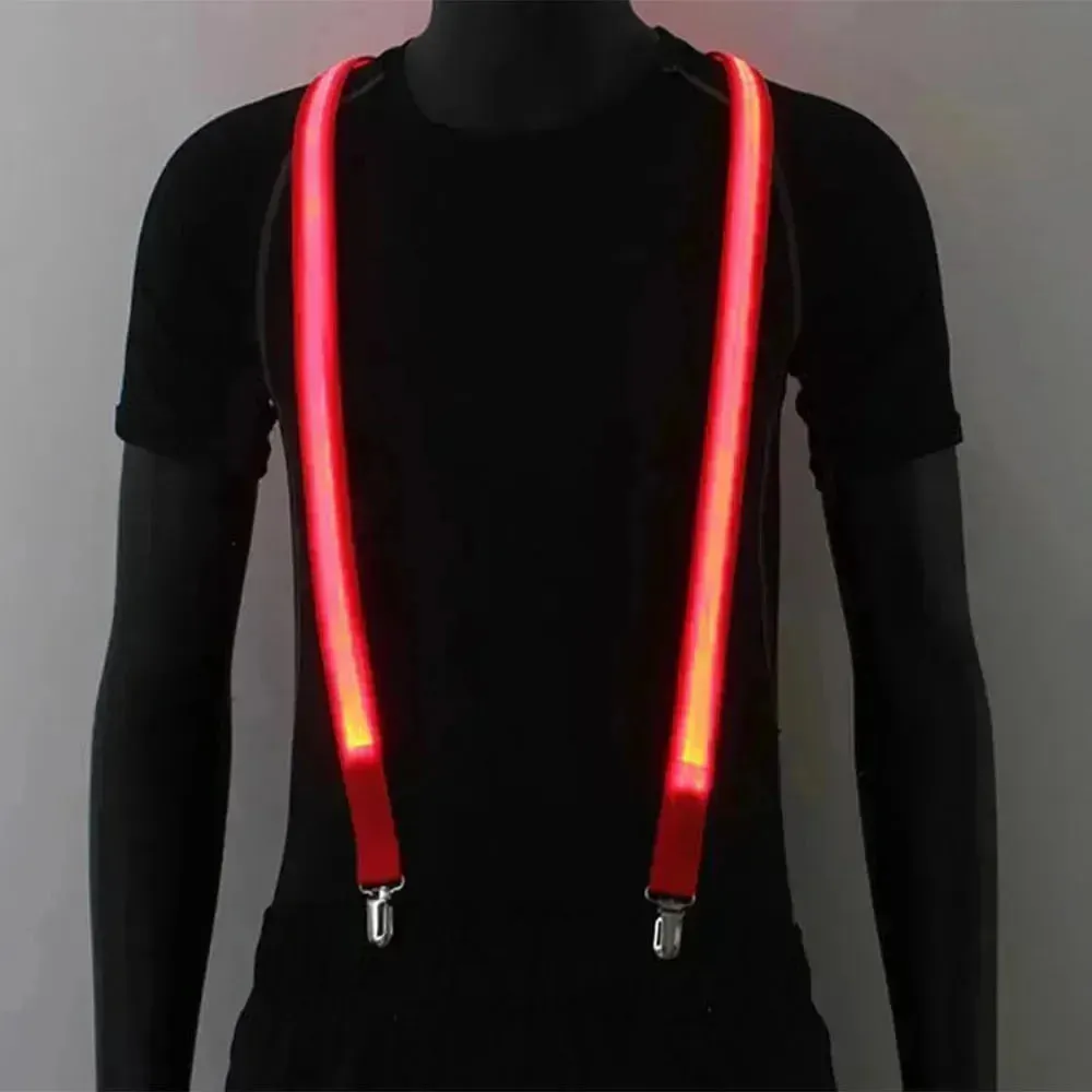 Glow Up Men's Bow Suspenders - Illuminate Your Style for Events and Festivals!