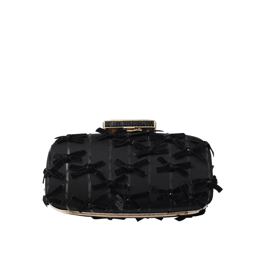 Goa Embroidered Velvet Bow Clutch