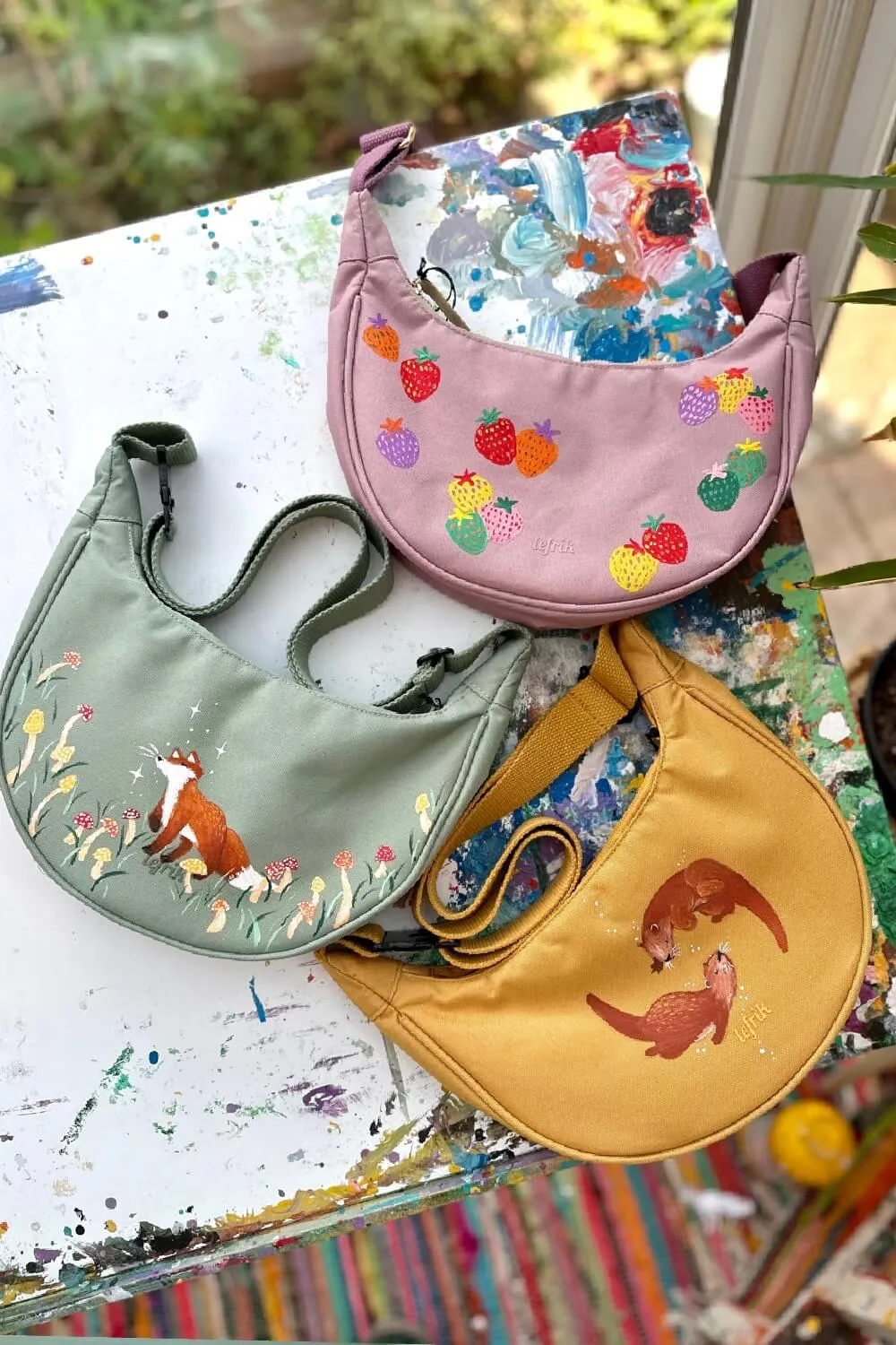 Hand Painted Fox Mushrooms Bag (UK only)