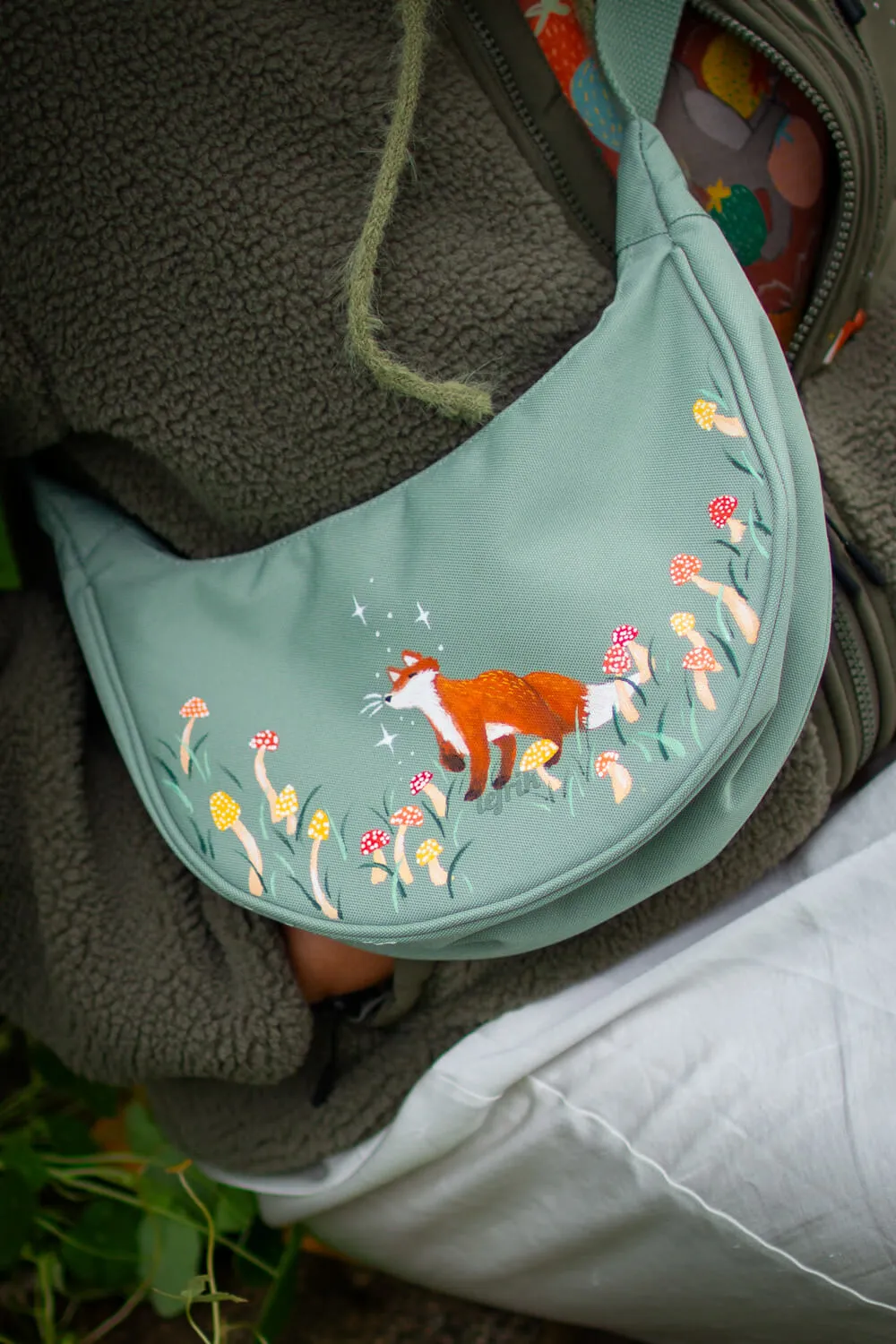 Hand Painted Fox Mushrooms Bag (UK only)