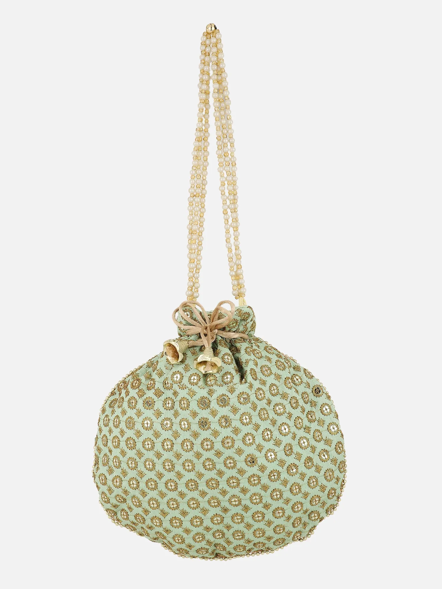 Handcrafted Mint Green embroidery Potli Bag