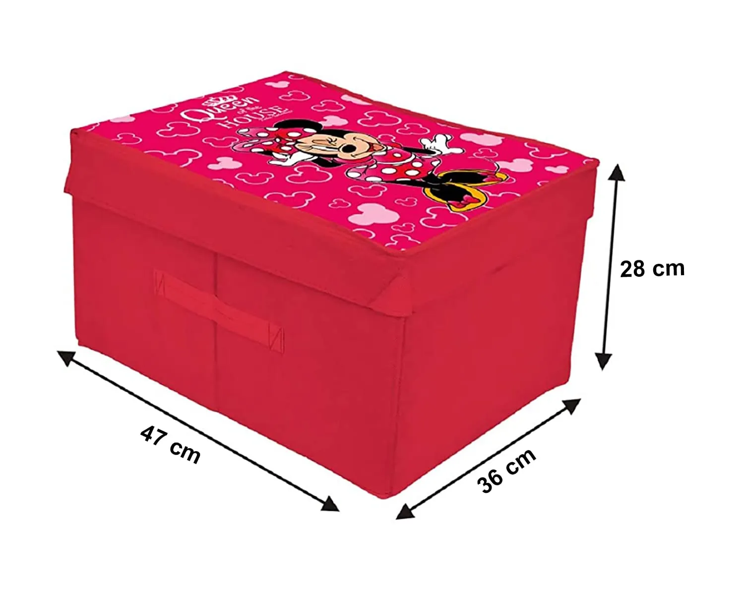 Heart Home Disney Minnie Printed Multipurposes Non-Woven Flodable Storage Box/Oragnizer- Pack of 2 (Pink)-HS43HEARTH26580