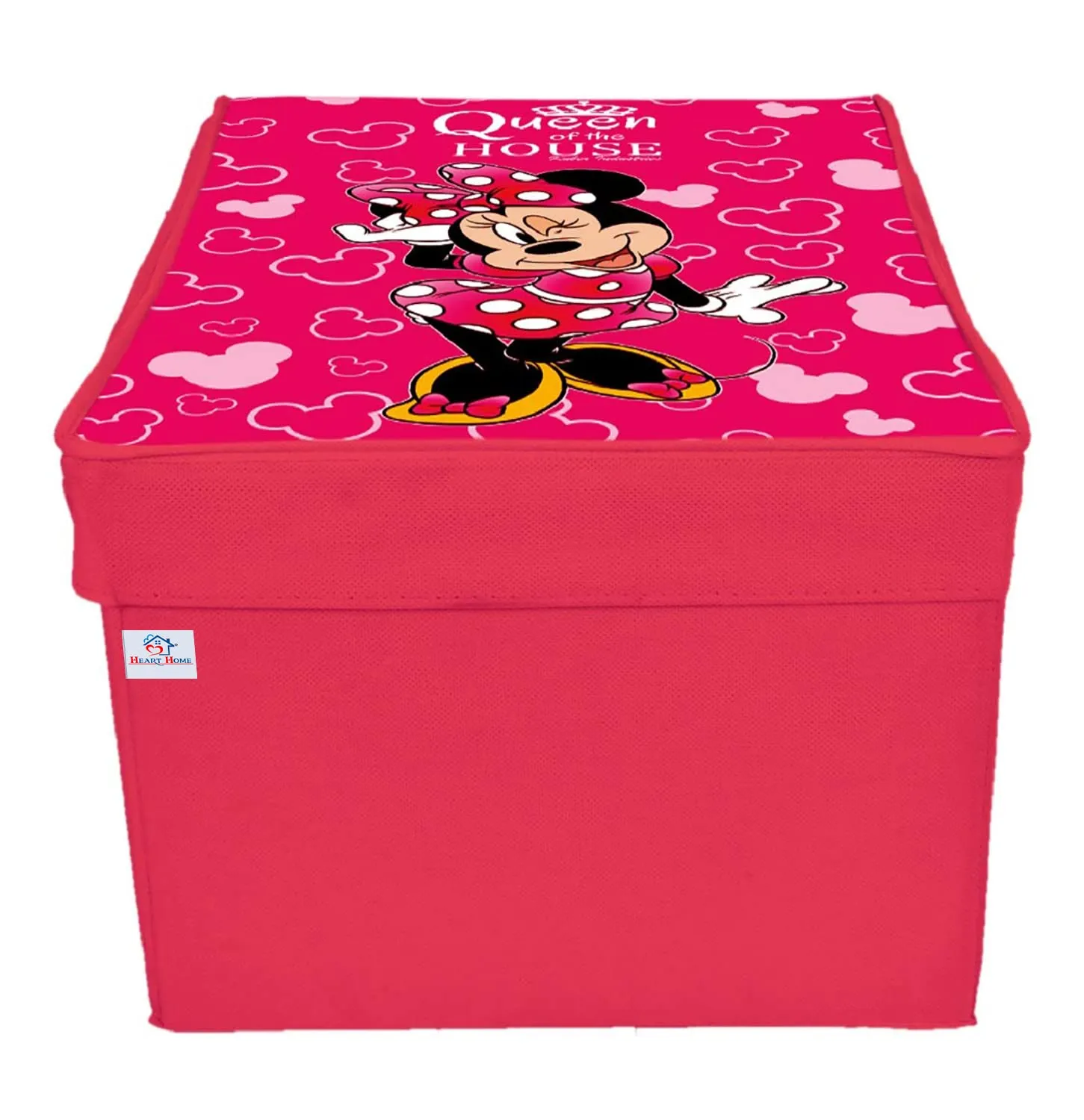 Heart Home Disney Minnie Printed Multipurposes Non-Woven Flodable Storage Box/Oragnizer- Pack of 2 (Pink)-HS43HEARTH26580