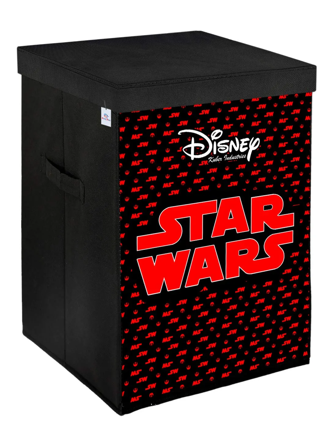 Heart Home Disney Star Wars Print Non Woven Fabric Foldable Laundry Basket, Toy Storage Basket, Cloth Storage Basket With Lid & Handles (Set Of 2, Maroon)-HHEART16278