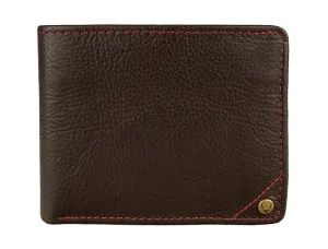 Hidesign Angle Stitch Leather Slim Bifold Wallet Brown