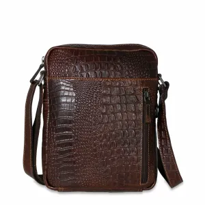 Hornback Croco Slim Crossbody w/Zippered Front Pocket #HB213