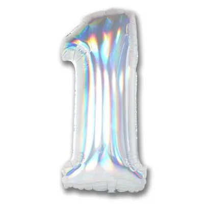 Iridescent Silver 102cm Number 1 Balloon