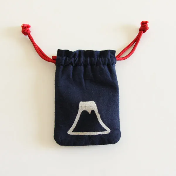 Katazome Small Talisman Bag - Mt.Fuji -,  Drawstring Pouch,  Japanese traditional craft bag