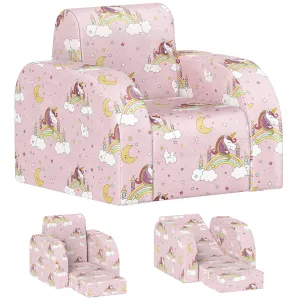 Kids Armchair, Foldable Toddler Chair for Bedroom - Pink