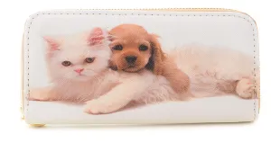 Kittens Puppies! Colorful Cute Bi-Fold Vegan Leather Wallet