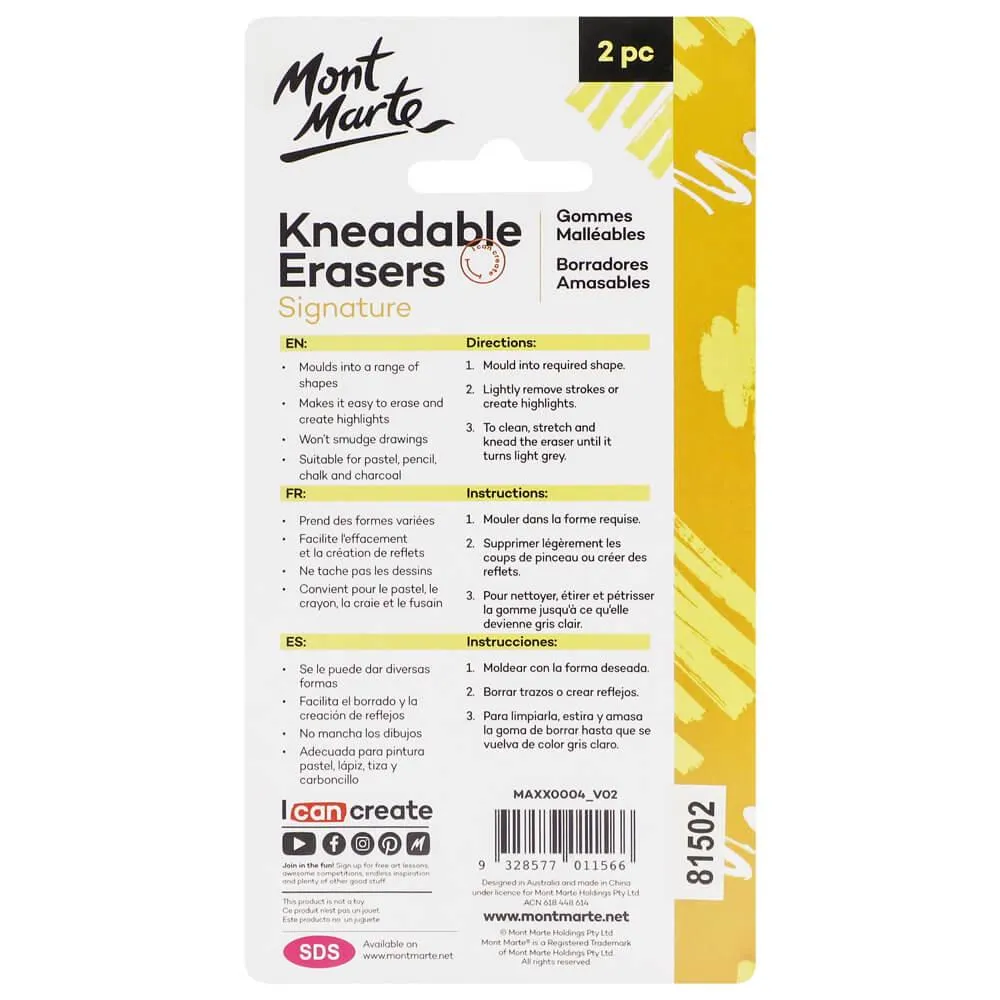 Kneadable Erasers Signature 2pc - Mont Marte