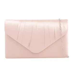 Koko Beige Champagne Satin Envelope Clutch Bag