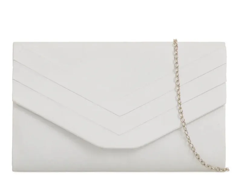 Koko L809 White Faux Suede Clutch Bag