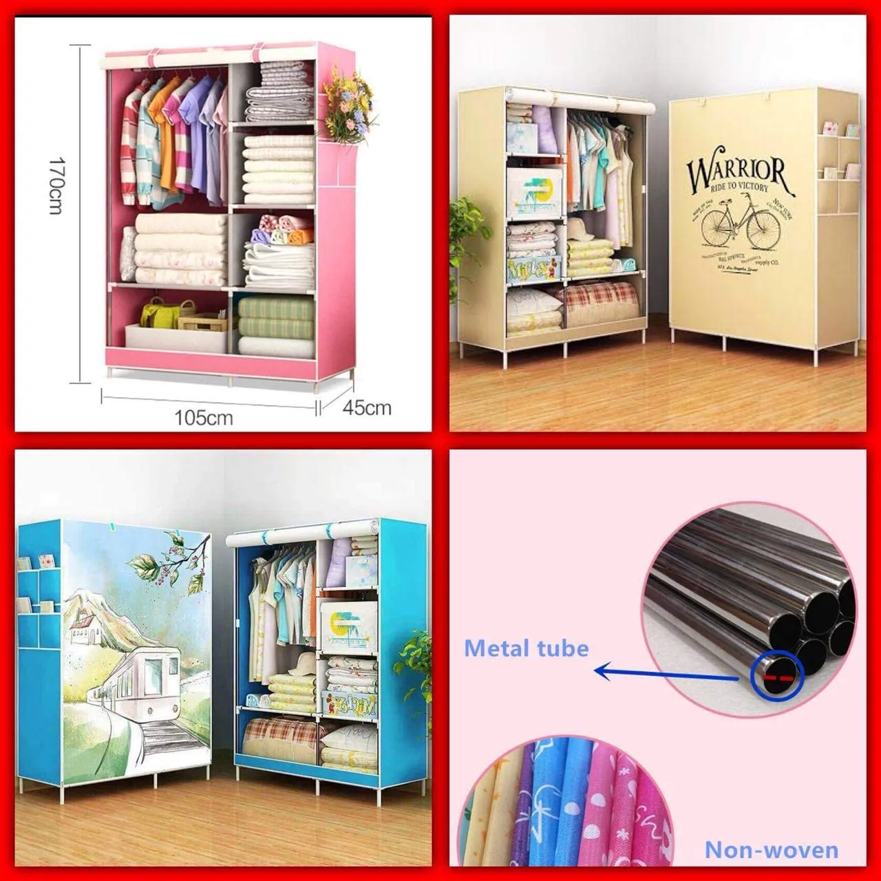 Kuber Industries India Gate Cloth Foldable Wardrobe Rack