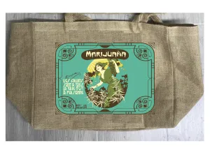 LA FRANCAISE MARIJUANA  BURLAP TOTE BAG