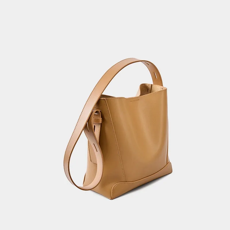 Leather Shoulder Medium Bucket Bag