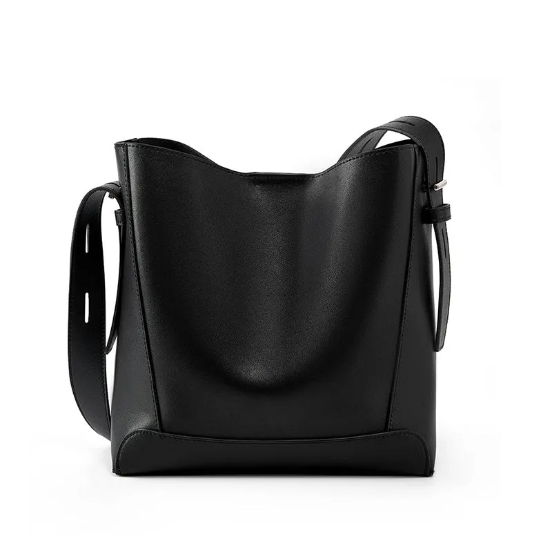 Leather Shoulder Medium Bucket Bag