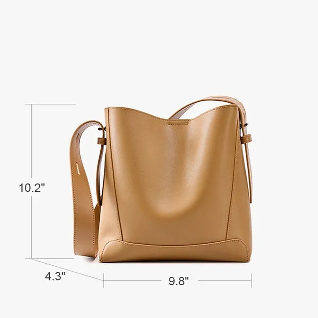 Leather Shoulder Medium Bucket Bag