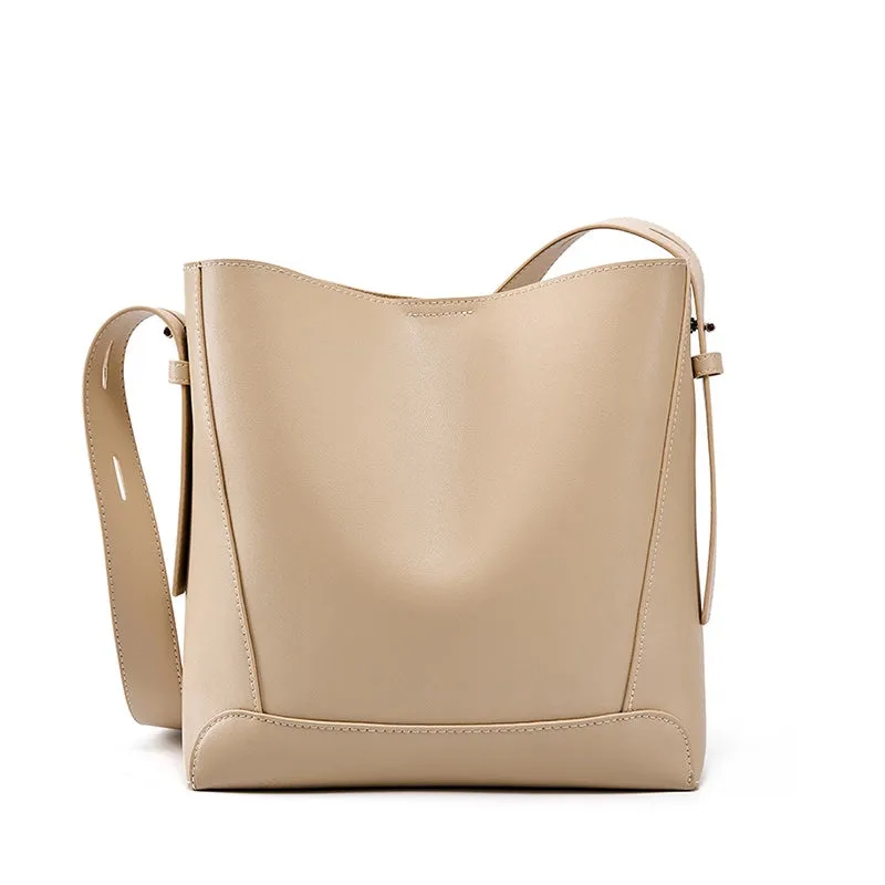 Leather Shoulder Medium Bucket Bag