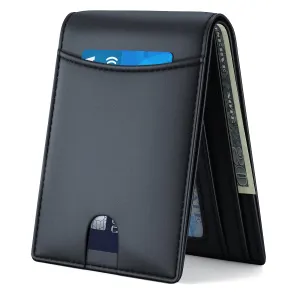 Leather Wallet for Men, Slim Design, Black