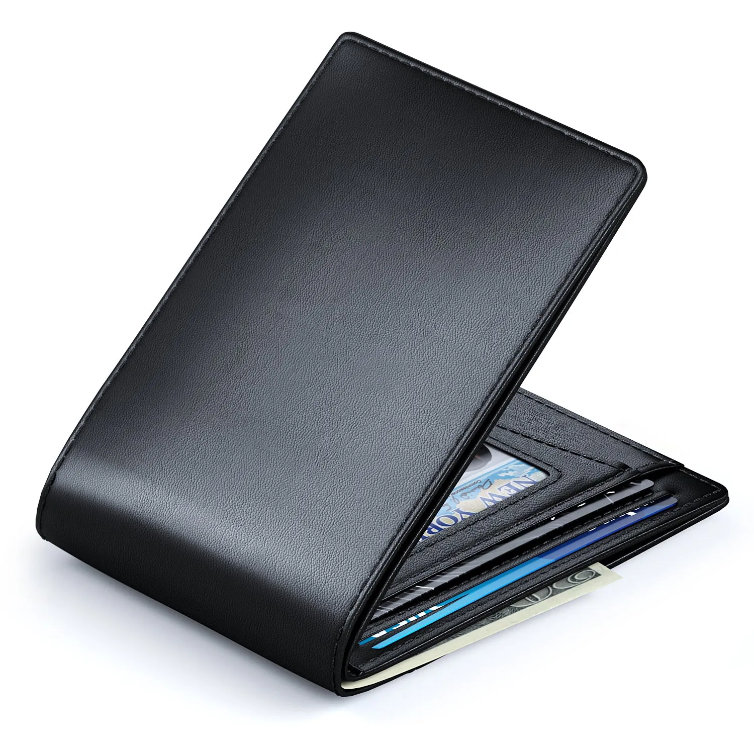 Leather Wallet for Men, Slim Design, Black