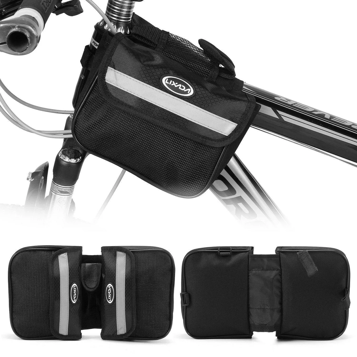 Lixada Cycling Bike Top Tube Bag Mountain Bicycle Front Frame Double Pannier Bag Pack