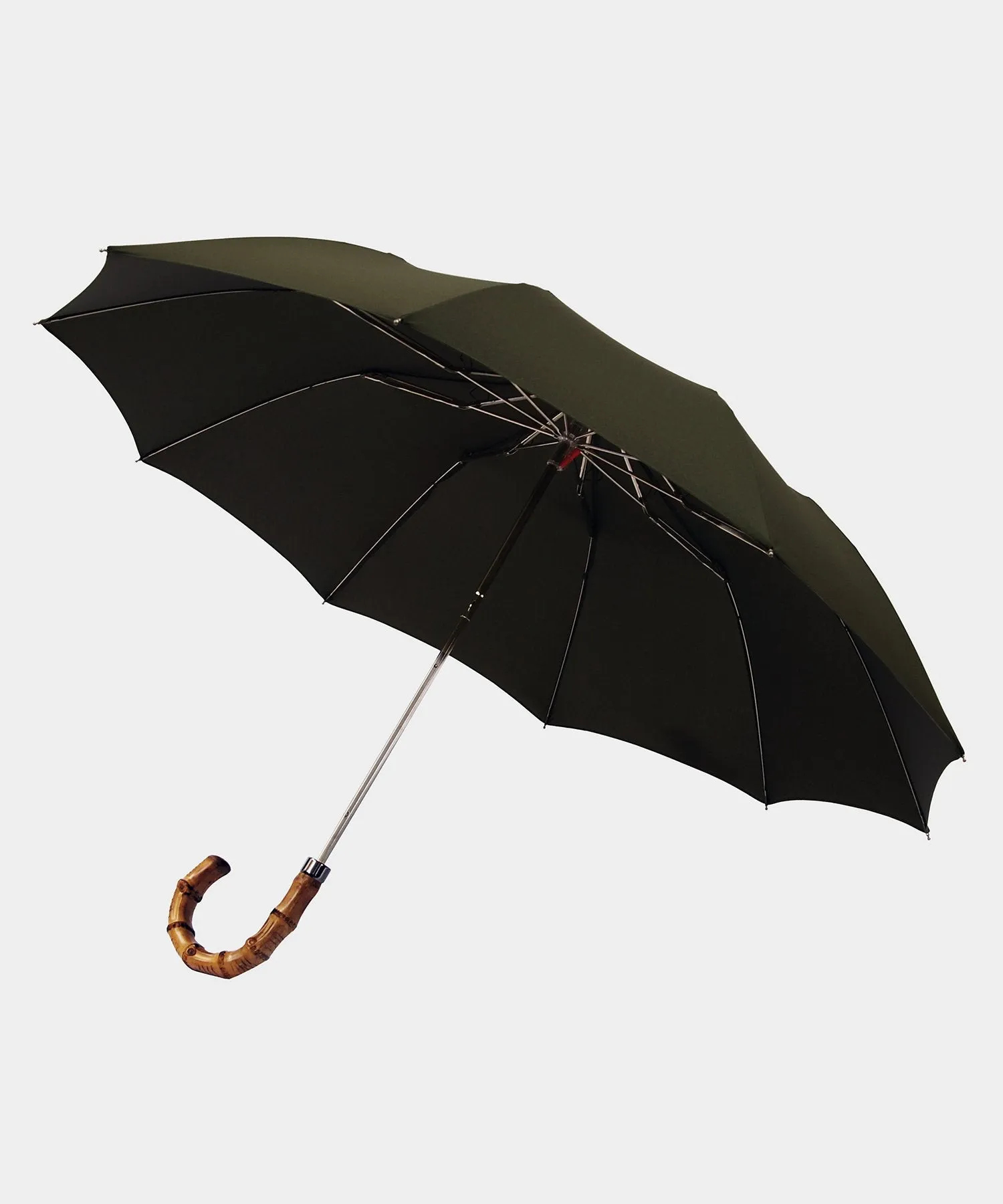 London Undercover Dark Olive Telescopic Foldable Umbrella with Wahngee Handle