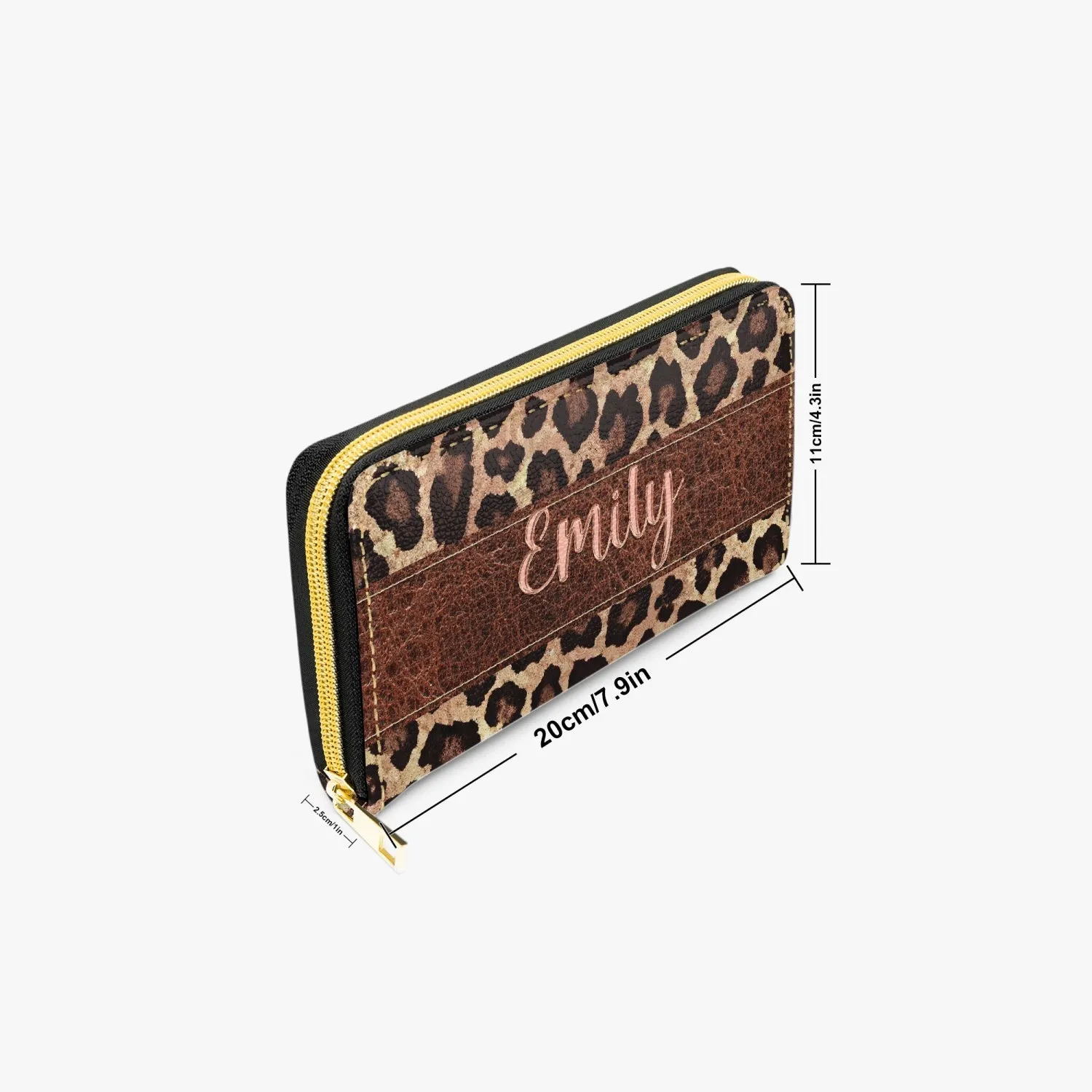 Long Type Zipper Purse - Leopard Print - Personalised