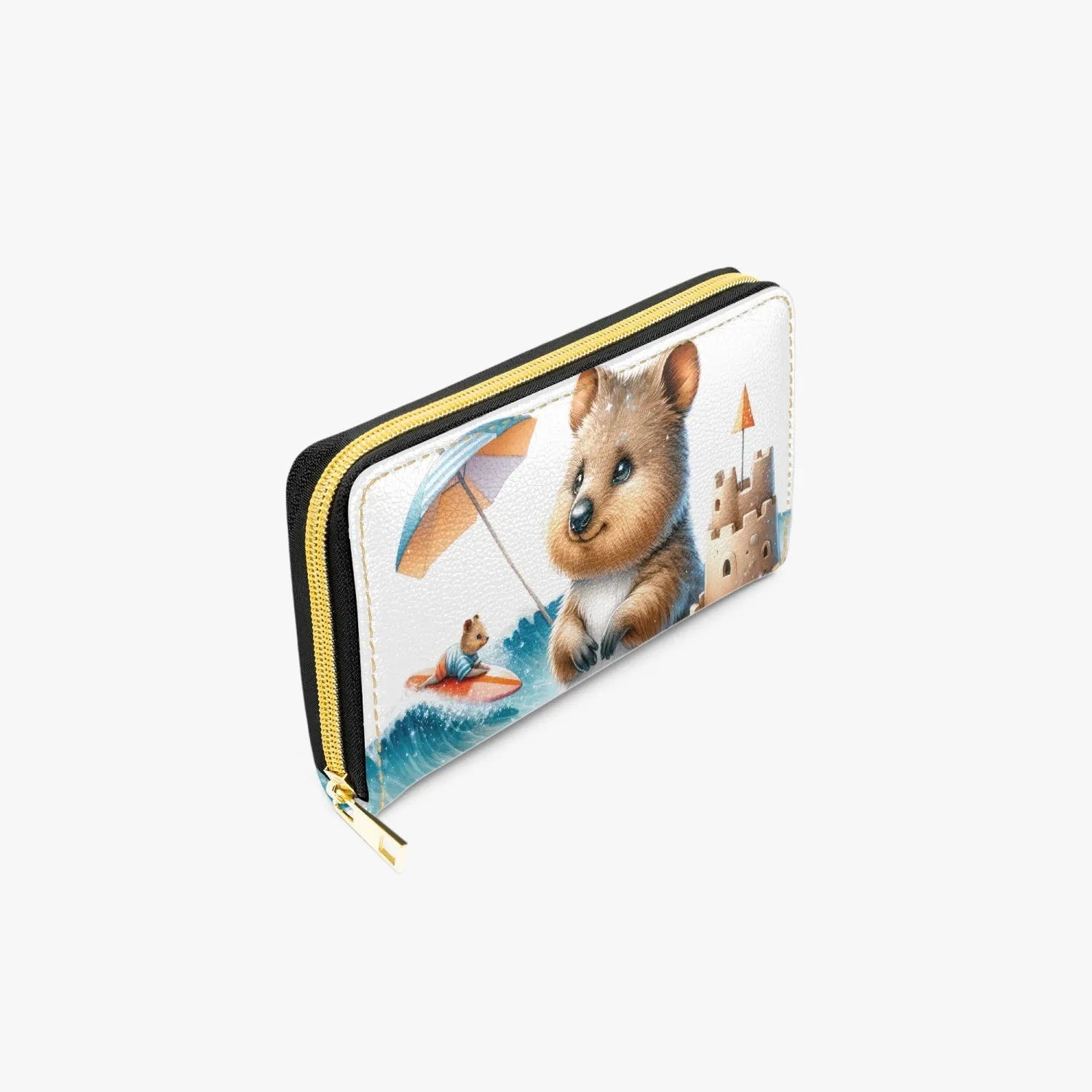 Long Type Zipper Purse, Quokka at the Beach, awd-1326