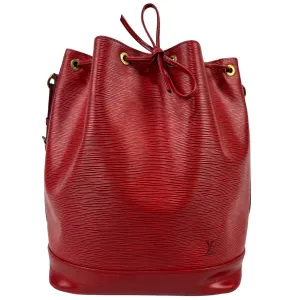 LOUIS VUITTON  Noe Red Epi and Leather Shoulder Tote Bag LHQ12